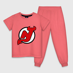 Пижама хлопковая детская New Jersey Devils, цвет: коралловый