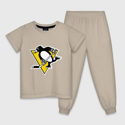 Пижама хлопковая детская Pittsburgh Penguins: Malkin 71, цвет: миндальный