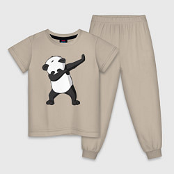 Пижама хлопковая детская Panda dab, цвет: миндальный
