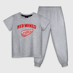 Пижама хлопковая детская Detroit Red Wings, цвет: меланж