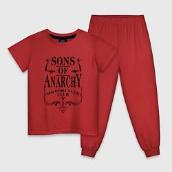 Пижама хлопковая детская Anarchy Motorcycle Club, цвет: красный