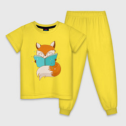Пижама хлопковая детская Лисица с книгой, цвет: желтый