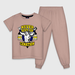 Пижама хлопковая детская Never Give Up: Cenation, цвет: пыльно-розовый