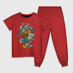 Пижама хлопковая детская Дракон, цвет: красный