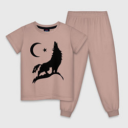 Пижама хлопковая детская Кавказский волк, цвет: пыльно-розовый