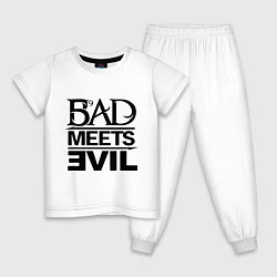 Пижама хлопковая детская Bad Meets Evil, цвет: белый