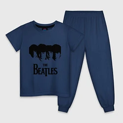 Пижама хлопковая детская The Beatles: Faces, цвет: тёмно-синий