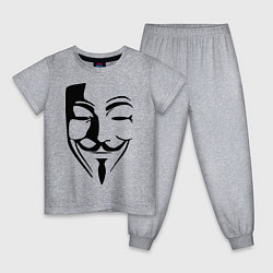 Пижама хлопковая детская Vendetta Mask, цвет: меланж