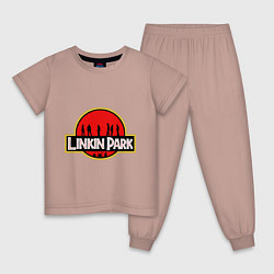 Пижама хлопковая детская Linkin Park: Jurassic Park, цвет: пыльно-розовый