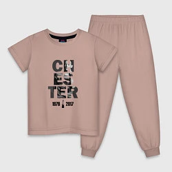 Пижама хлопковая детская Chester: 1967-2017, цвет: пыльно-розовый