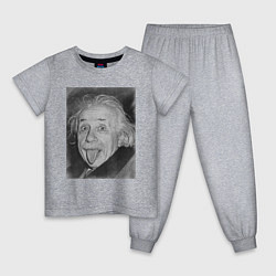 Пижама хлопковая детская Энштейн дурачится, цвет: меланж