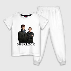 Пижама хлопковая детская Sherlock, цвет: белый