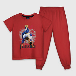 Пижама хлопковая детская Дзюдо: национальная команда, цвет: красный
