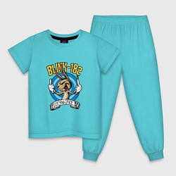 Пижама хлопковая детская Blink-182: Fuck you, цвет: бирюзовый