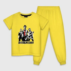 Пижама хлопковая детская Группа Green Day, цвет: желтый