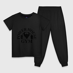 Пижама хлопковая детская Power House Gym цвета черный — фото 1