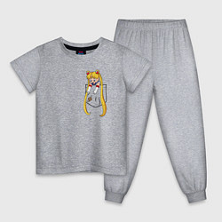 Пижама хлопковая детская Little Pocket Moon, цвет: меланж