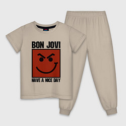 Пижама хлопковая детская Bon Jovi: Have a nice day, цвет: миндальный