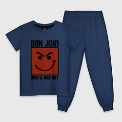 Пижама хлопковая детская Bon Jovi: Have a nice day, цвет: тёмно-синий