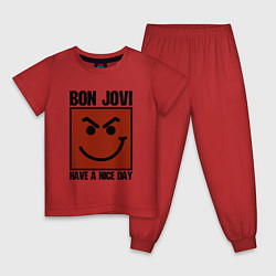 Пижама хлопковая детская Bon Jovi: Have a nice day, цвет: красный