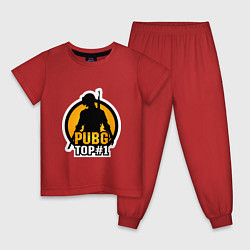 Пижама хлопковая детская PUBG Top 1, цвет: красный