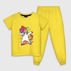 Пижама хлопковая детская Единорог кидает даб, цвет: желтый