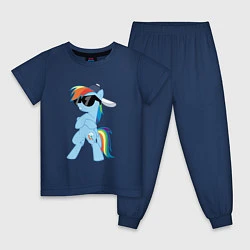 Пижама хлопковая детская Крутая пони, цвет: тёмно-синий