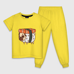 Пижама хлопковая детская Мопс-суши, цвет: желтый