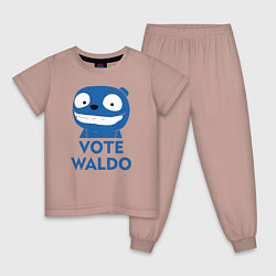 Пижама хлопковая детская Vote Waldo, цвет: пыльно-розовый