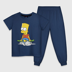 Пижама хлопковая детская Барт на скейте, цвет: тёмно-синий