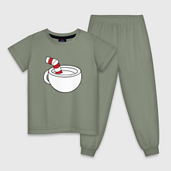 Пижама хлопковая детская Red Cuphead, цвет: авокадо
