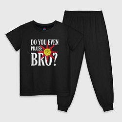 Пижама хлопковая детская Do You Even Praise Bro?, цвет: черный