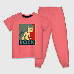 Пижама хлопковая детская Rock Pony, цвет: коралловый