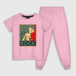 Пижама хлопковая детская Rock Pony, цвет: светло-розовый