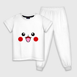 Пижама хлопковая детская Happy Pikachu, цвет: белый