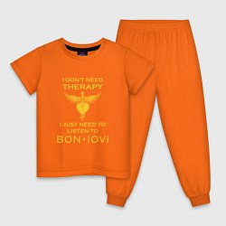 Пижама хлопковая детская I just need to listen to Bon Jovi цвета оранжевый — фото 1