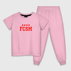 Пижама хлопковая детская FCSM Club, цвет: светло-розовый