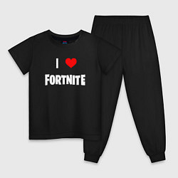 Пижама хлопковая детская I love Fortnite, цвет: черный