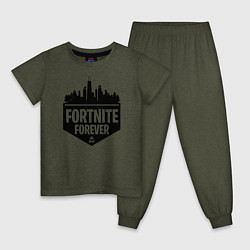 Пижама хлопковая детская Fortnite Forever, цвет: меланж-хаки