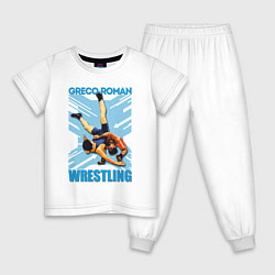 Пижама хлопковая детская Greco-roman wrestling, цвет: белый