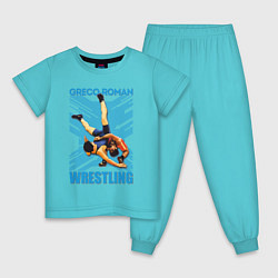 Пижама хлопковая детская Greco-roman wrestling, цвет: бирюзовый
