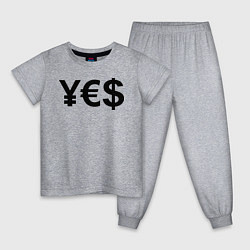 Пижама хлопковая детская YE$ цвета меланж — фото 1