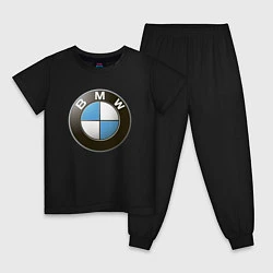 Пижама хлопковая детская BMW, цвет: черный