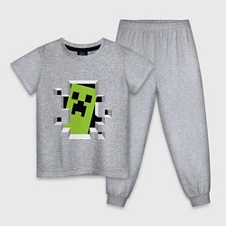 Пижама хлопковая детская Crash Minecraft, цвет: меланж