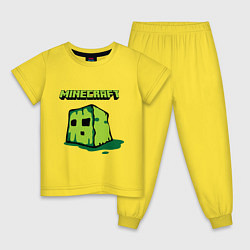 Пижама хлопковая детская Minecraft Creeper, цвет: желтый