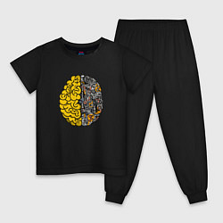Пижама хлопковая детская Мозг инженера, цвет: черный