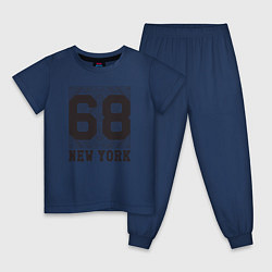 Пижама хлопковая детская New York 68, цвет: тёмно-синий