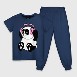 Пижама хлопковая детская Panda in headphones панда в наушниках, цвет: тёмно-синий