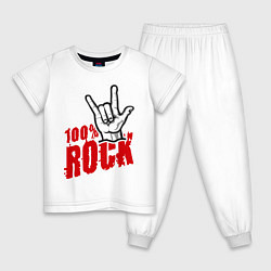 Пижама хлопковая детская 100% Rock, цвет: белый