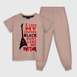 Пижама хлопковая детская Mindless Self Indulgence - Coffee black, цвет: пыльно-розовый